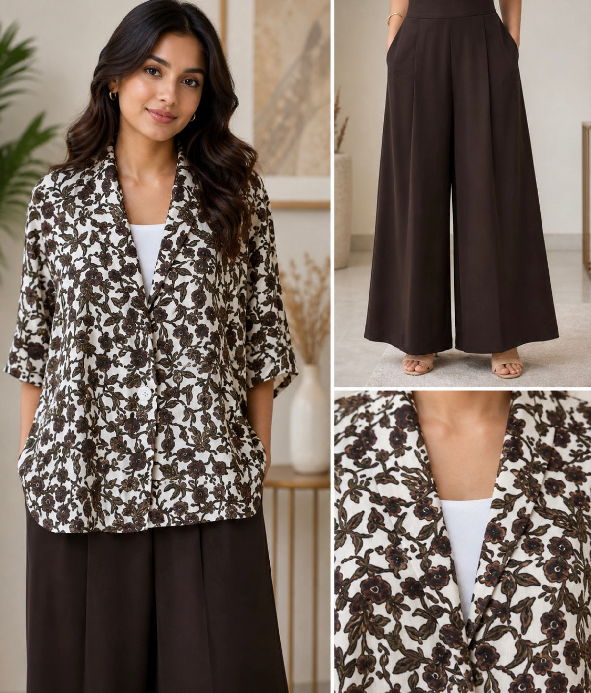 Rust-Brown Linen-Cotton Co-ord Set