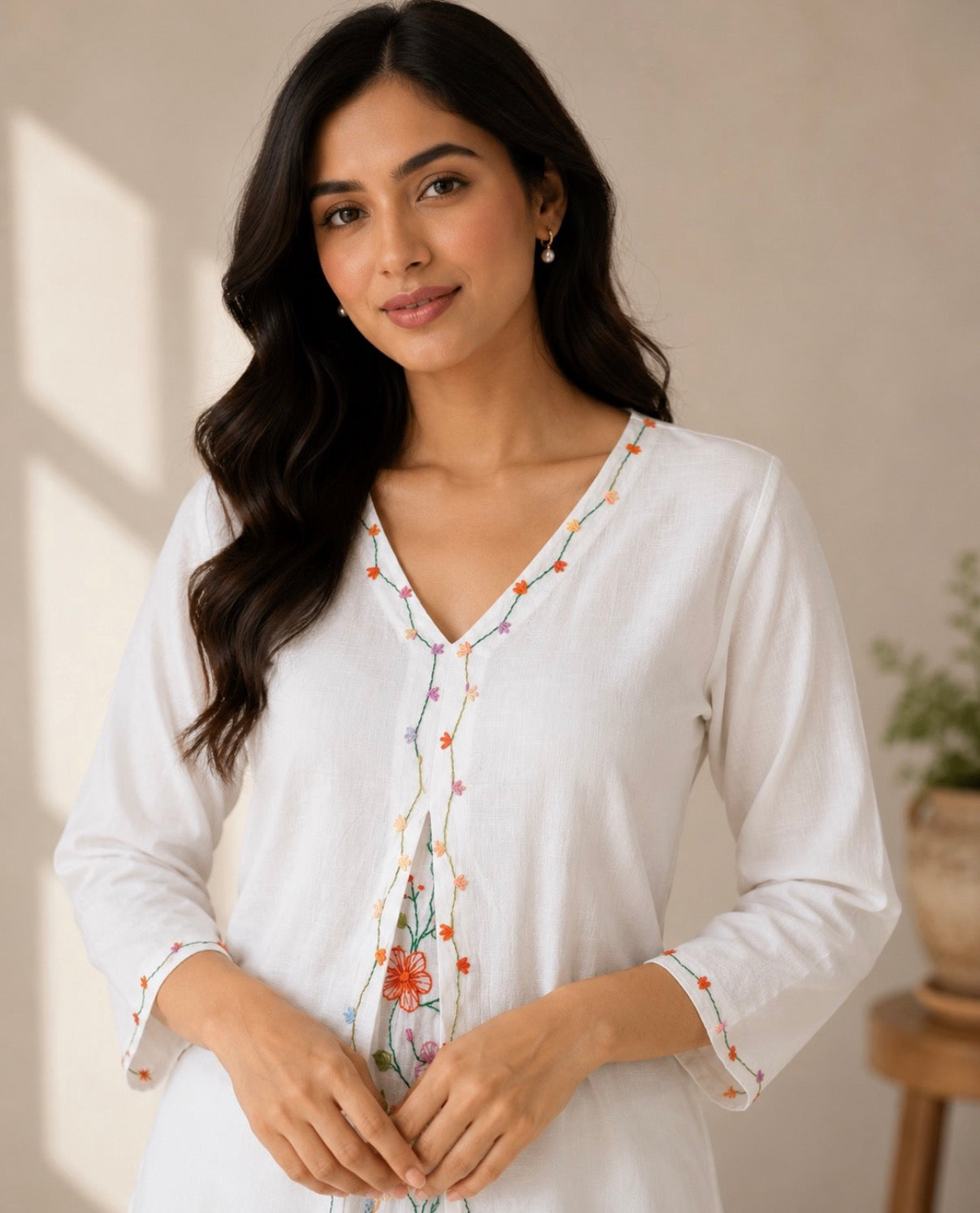 White Bloom Linen Co-Ord Set