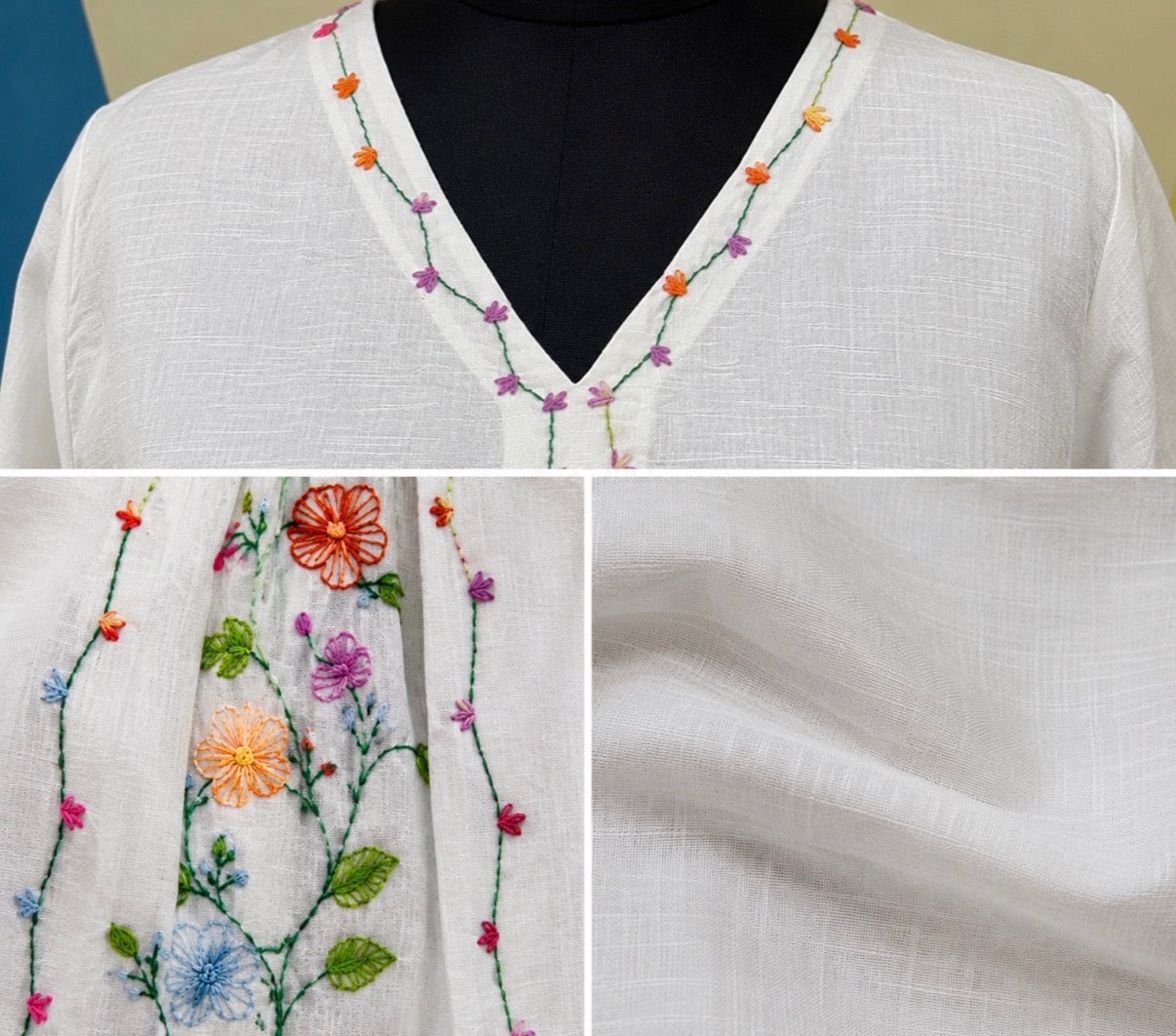 White Bloom Linen Co-Ord Set