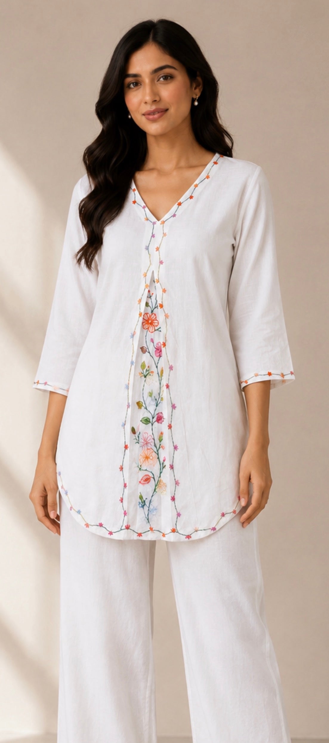 White Bloom Linen Co-Ord Set