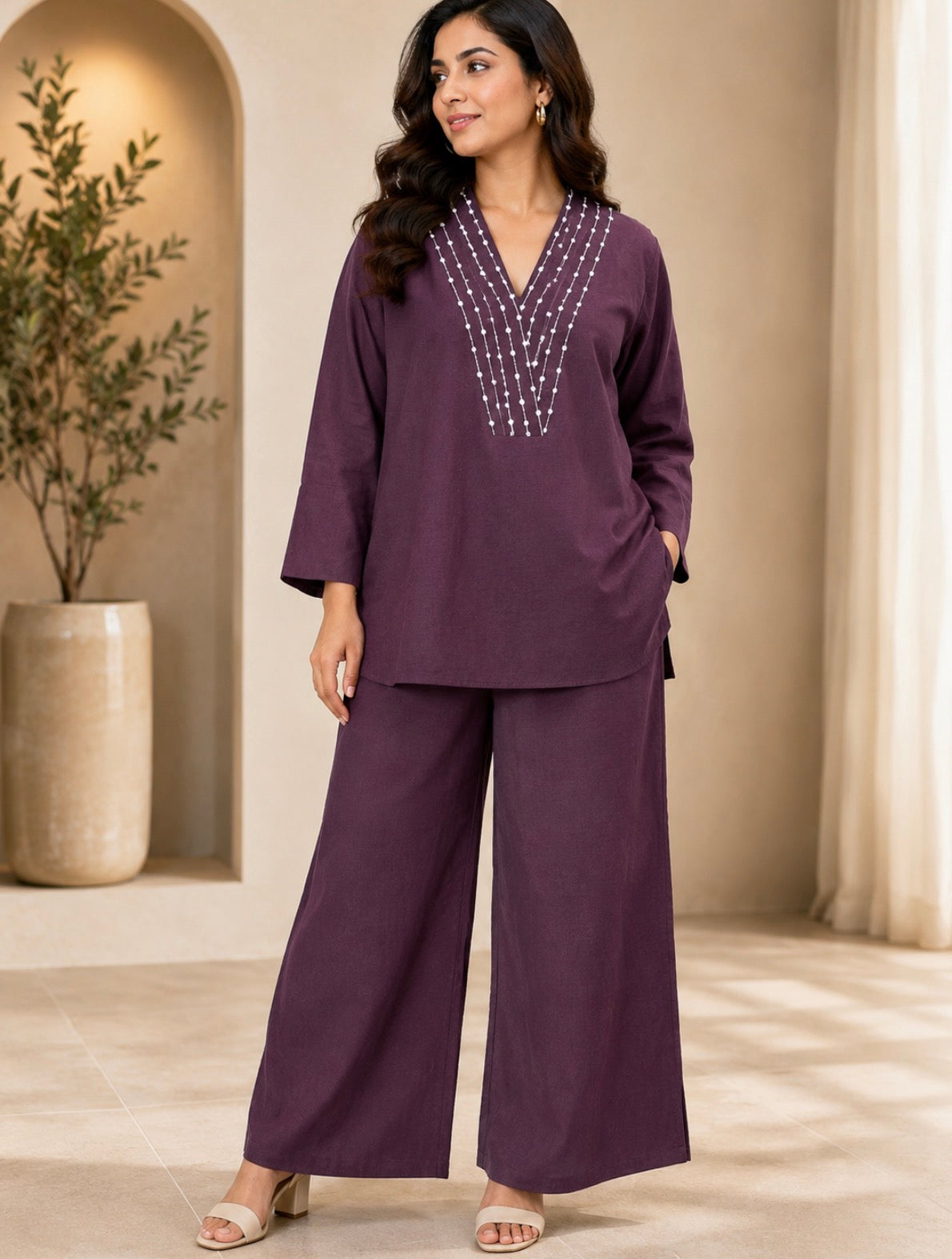 Plum Purple Linen Set